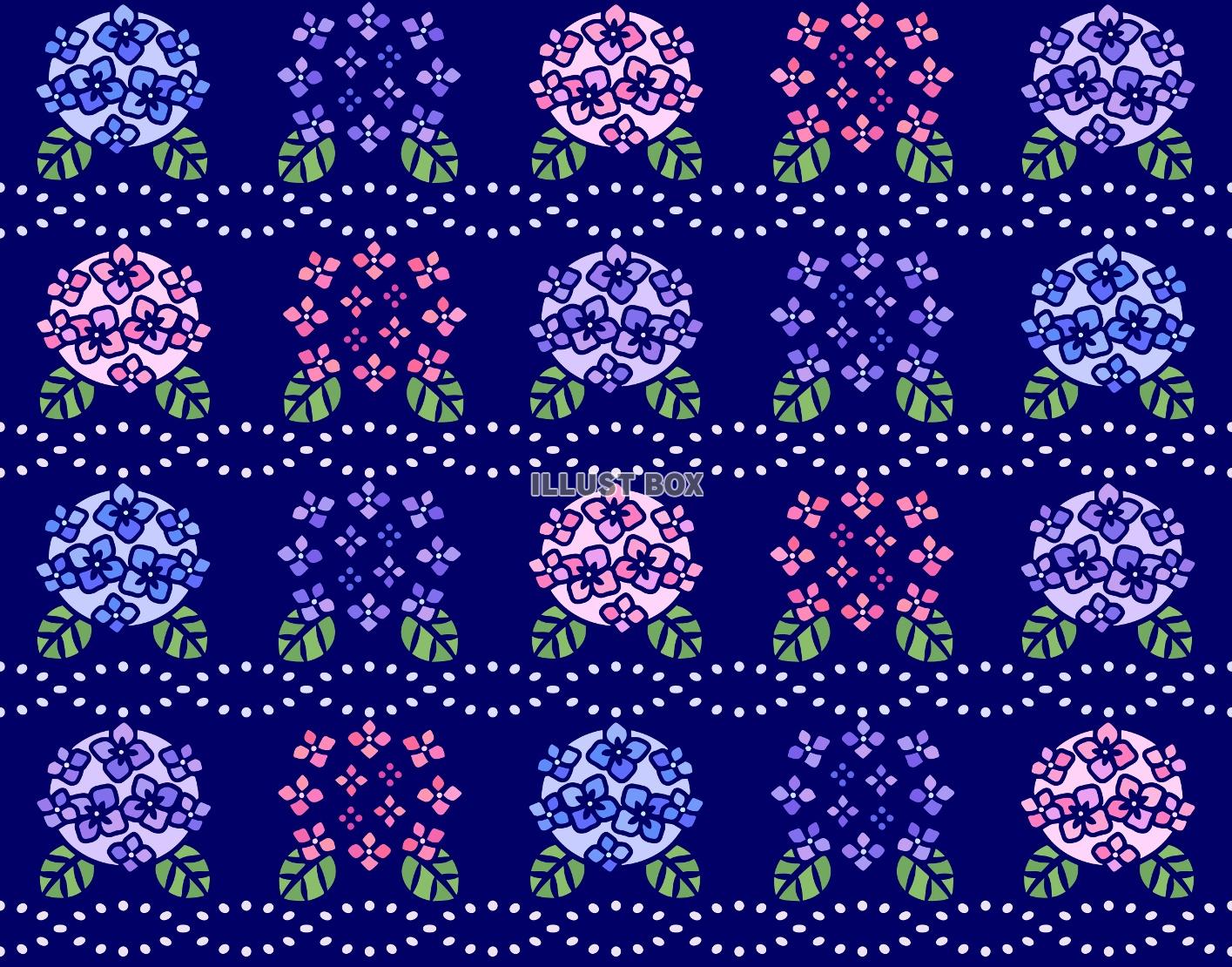 並んで咲くあじさいの背景素材(紺地･JPEG)