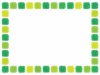 グリーン水彩手書き四角ドット柄模様飾り枠【黄緑色・緑色】春初夏イメージフリー素材