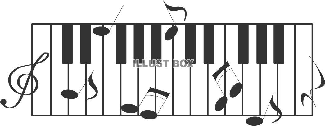 ピアノの鍵盤と音符のデザイン