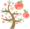 笑顔の桃と桃の木
