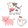 かわいい牛と豚と鶏