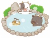 温泉でミルクを飲む入る牛さん1(丑、うし、正月、干支、年賀状、銭湯、牛乳、旅行、