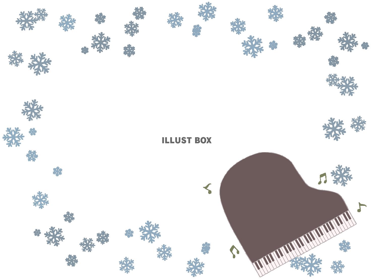 ピアノと雪のフレーム　線あり