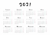 とてもシンプルな年間カレンダー　2021年　ヨコ