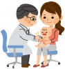 赤ちゃんに予防接種するイラスト
