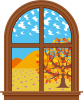 窓越しの季節の風景　秋