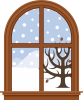 窓越しの季節の風景　冬