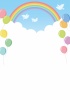 青空の虹と風船の背景フレーム_E