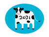 2021年　丑年　かわいい牛のイラスト　青