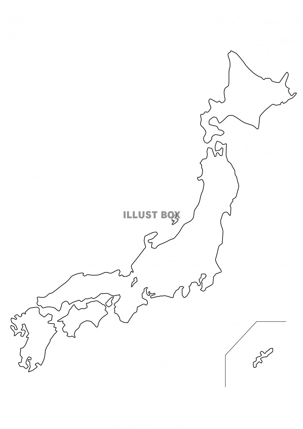 JAPAN★日本地図（県境なし）★白地図