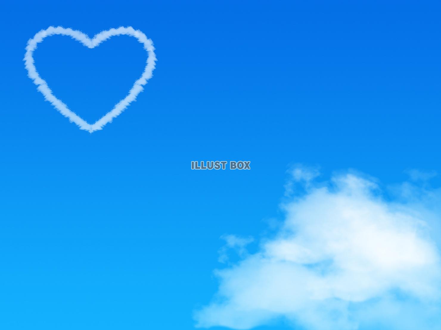 青空と雲とハートの背景素材