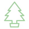 《グリーン》クリスマスツリー　シンプル線画イラスト