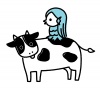 牛に乗るアマビエちゃん