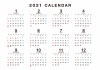 シンプルな2021 年間カレンダー A3（最新版）