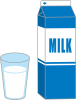 牛乳パック（青）1000mlとガラスコップ 