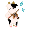 楽器を演奏する牛　バイオリン
