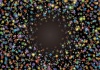 キラキラひかるカラフルな星の宇宙イメージ
