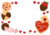 ハッピーバレンタインデーロゴ付き　お菓子のフレーム　はがき横
