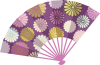 菊の花の扇子─紫、飾りひもなし