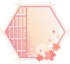 水彩の桜のフレーム─六角形