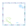花と正方形の和柄フレーム：ブルー