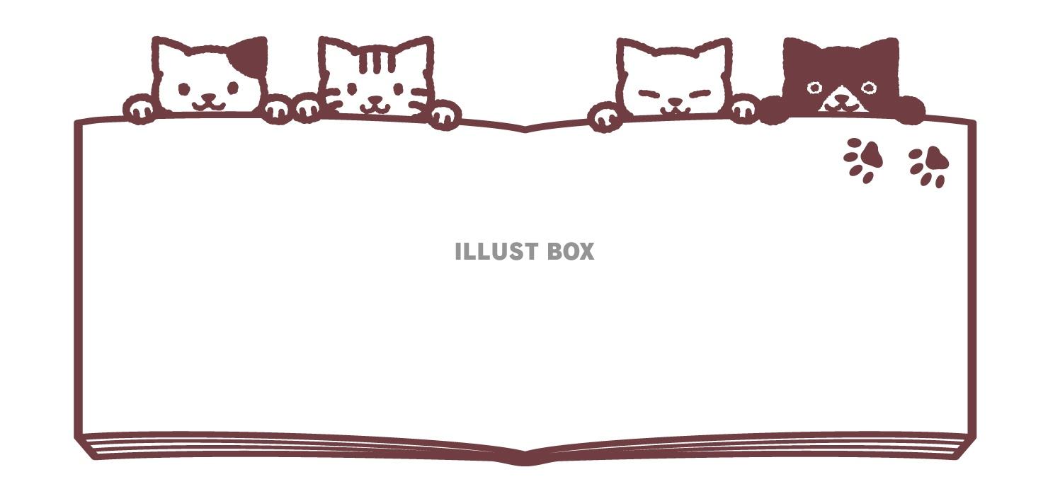 猫と本の見出しフレーム