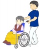 車椅子を押す看護師