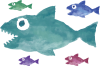 大きい魚・鮫　魚・水彩画・アナログ