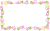 花と円のにぎやかフレーム：ピンク