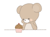 ケーキを食べるか悩むクマのイラスト　線あり