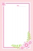 チェック背景と花の縦長フレーム：ピンク