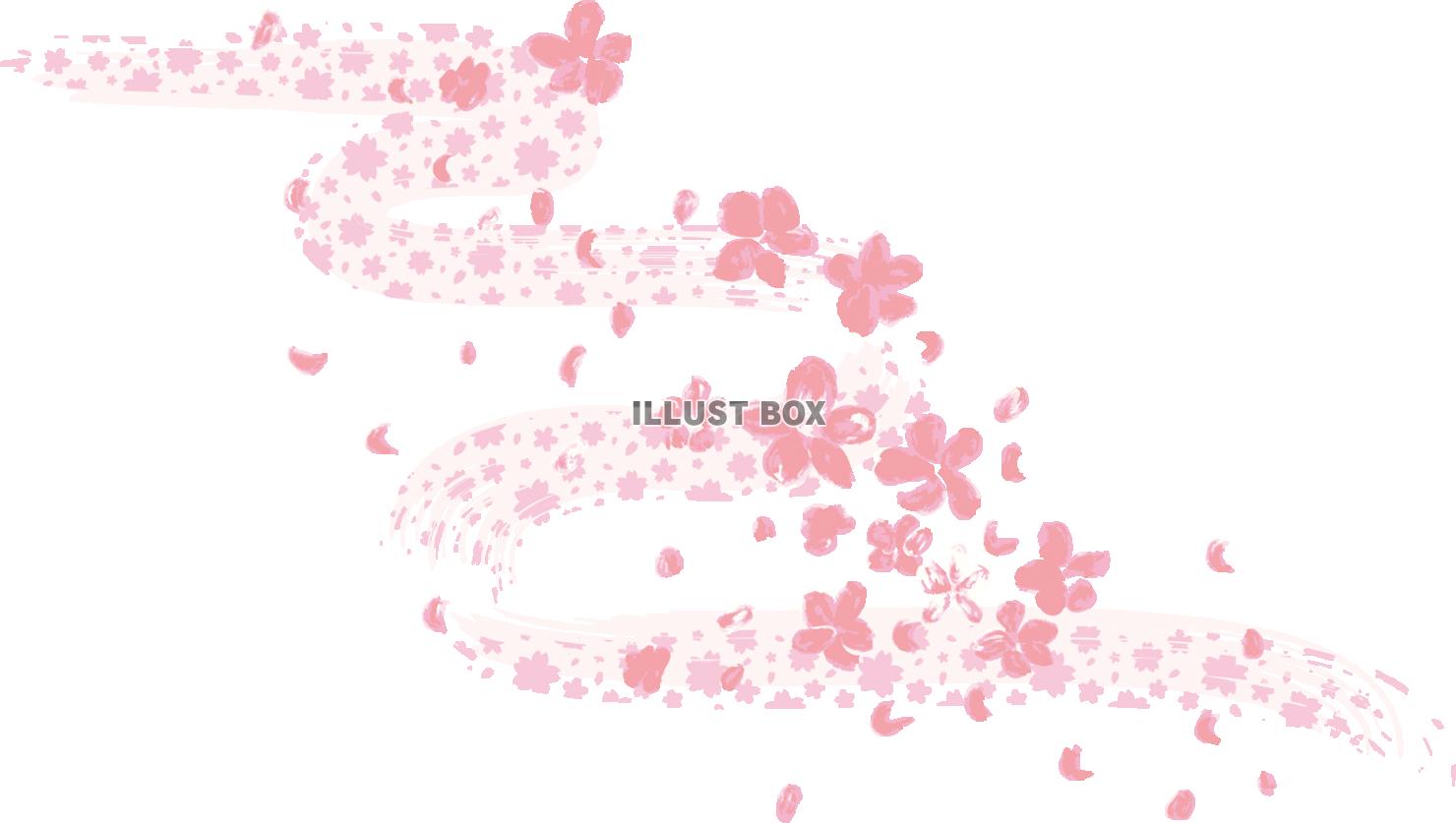 透過PNG桜花ピンク色流水紋様さくら模様柄飾り水彩画和柄和風...