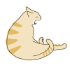 猫のシンプルかわいい全身イラスト　あくびをする猫
