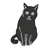 猫のシンプルかわいい全身イラスト　お座りする黒猫