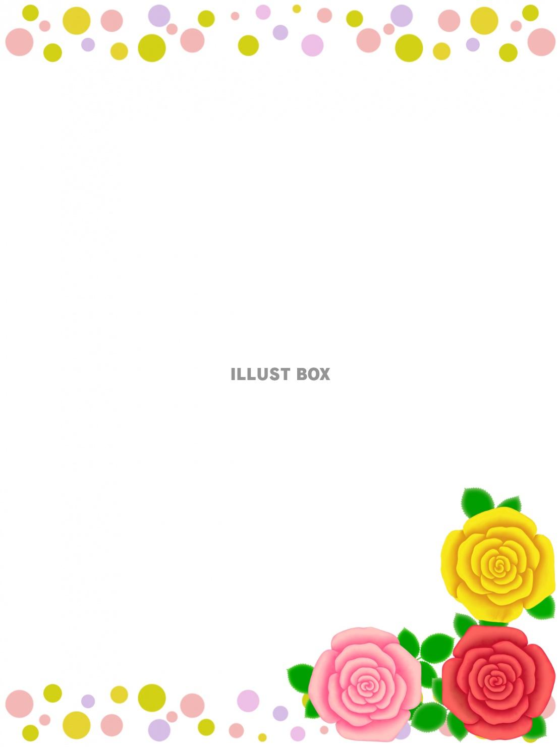 薔薇の花模様フレームシンプル飾り枠背景イラスト