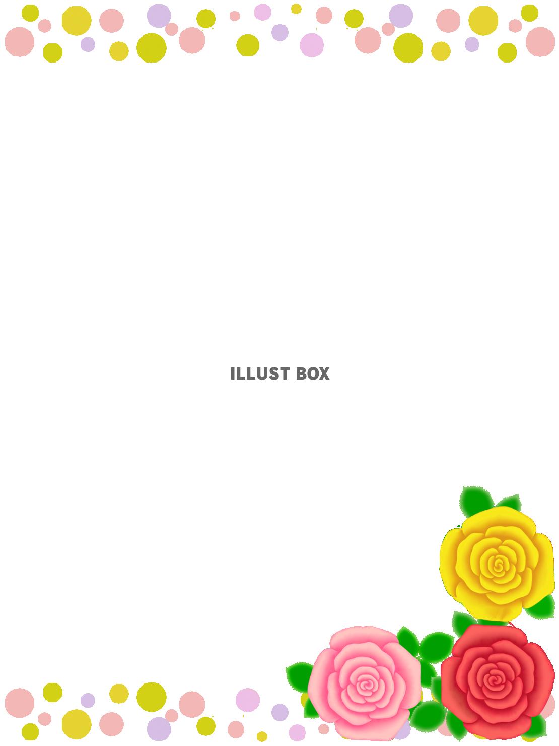 薔薇の花模様フレームシンプル飾り枠背景イラスト。透過png