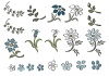 青い花と白い花のセット
