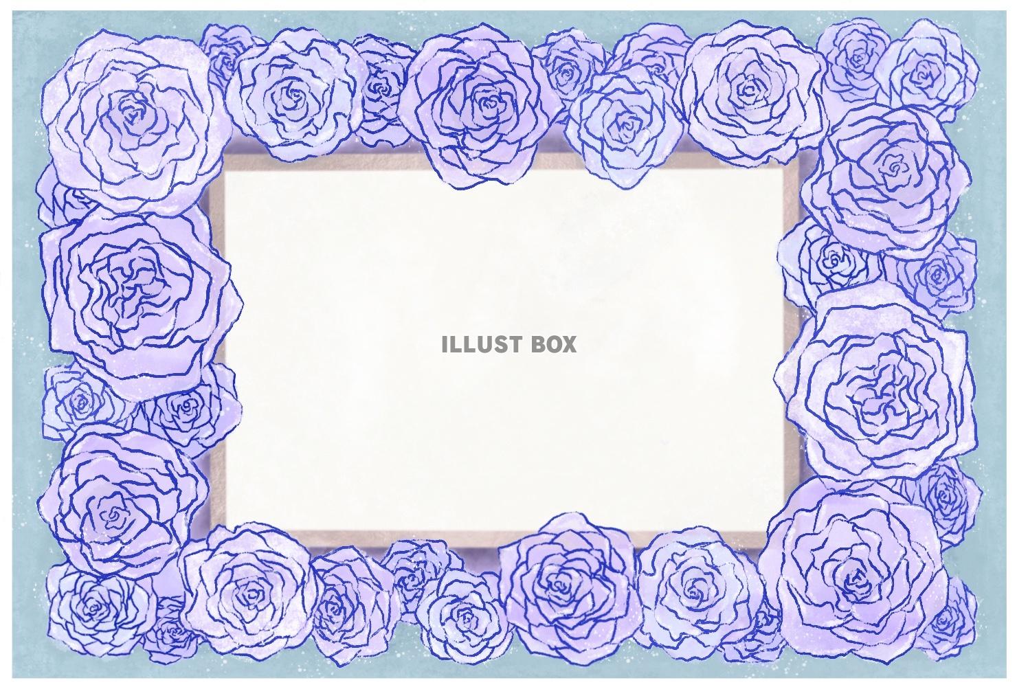 クラシックな青と白のバラ　メッセージカード