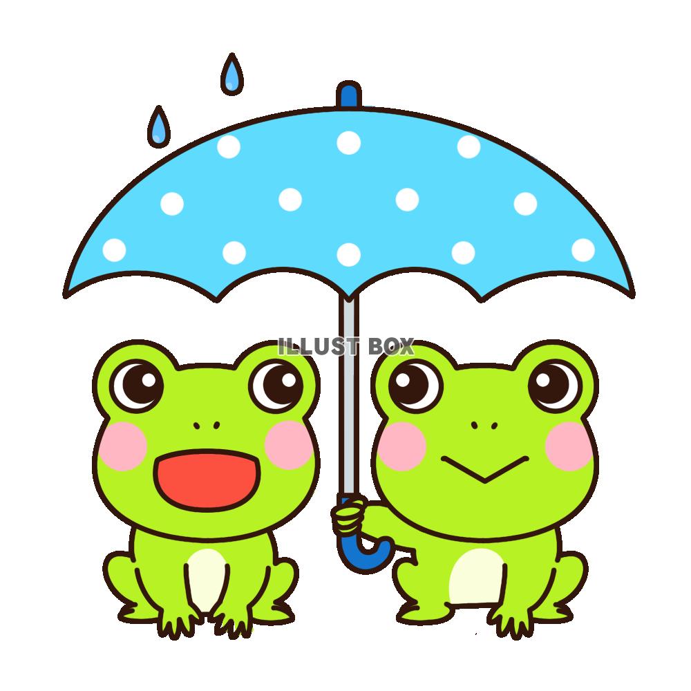 カエルの相合い傘
