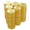 積まれたコイン ＄ 金色 (透過PNG)