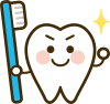 歯ブラシを持った歯のキャラクター