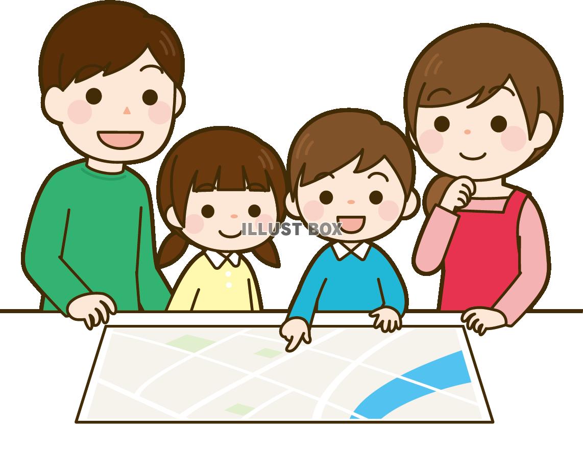 地図・ハザードマップを見る家族