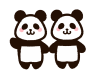 仲良しの双子のパンダ
