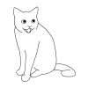 鳴いている猫の全身線画イラスト