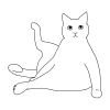ヨガポーズをしている猫の全身線画イラスト