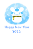 雪の結晶とトラの雪だるま2022年年賀状（雪の結晶が降り注ぐ背景とトラ柄マフラー）の素材