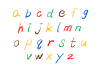カラフルな手書きアルファベット小文字