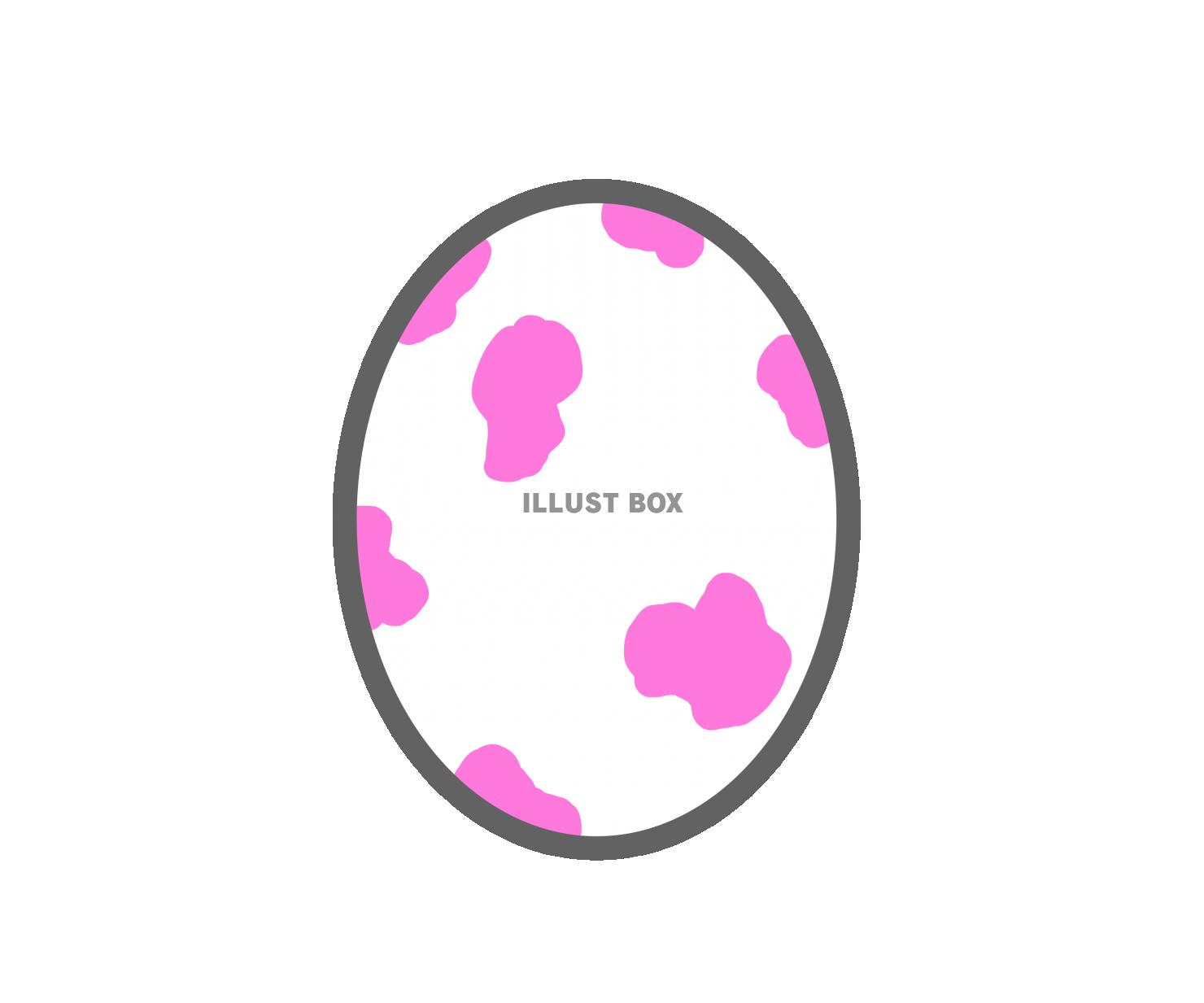 ピンクの斑点模様の卵(割れる)