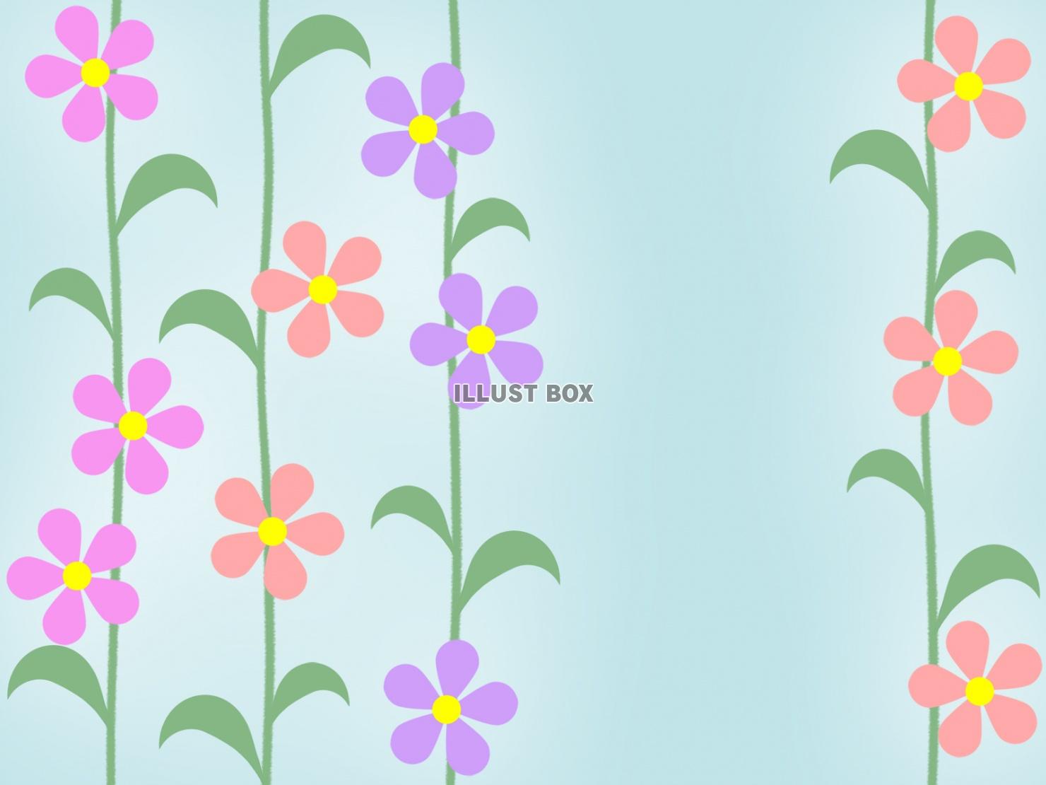 花模様と蔓草の壁紙シンプル背景素材イラスト