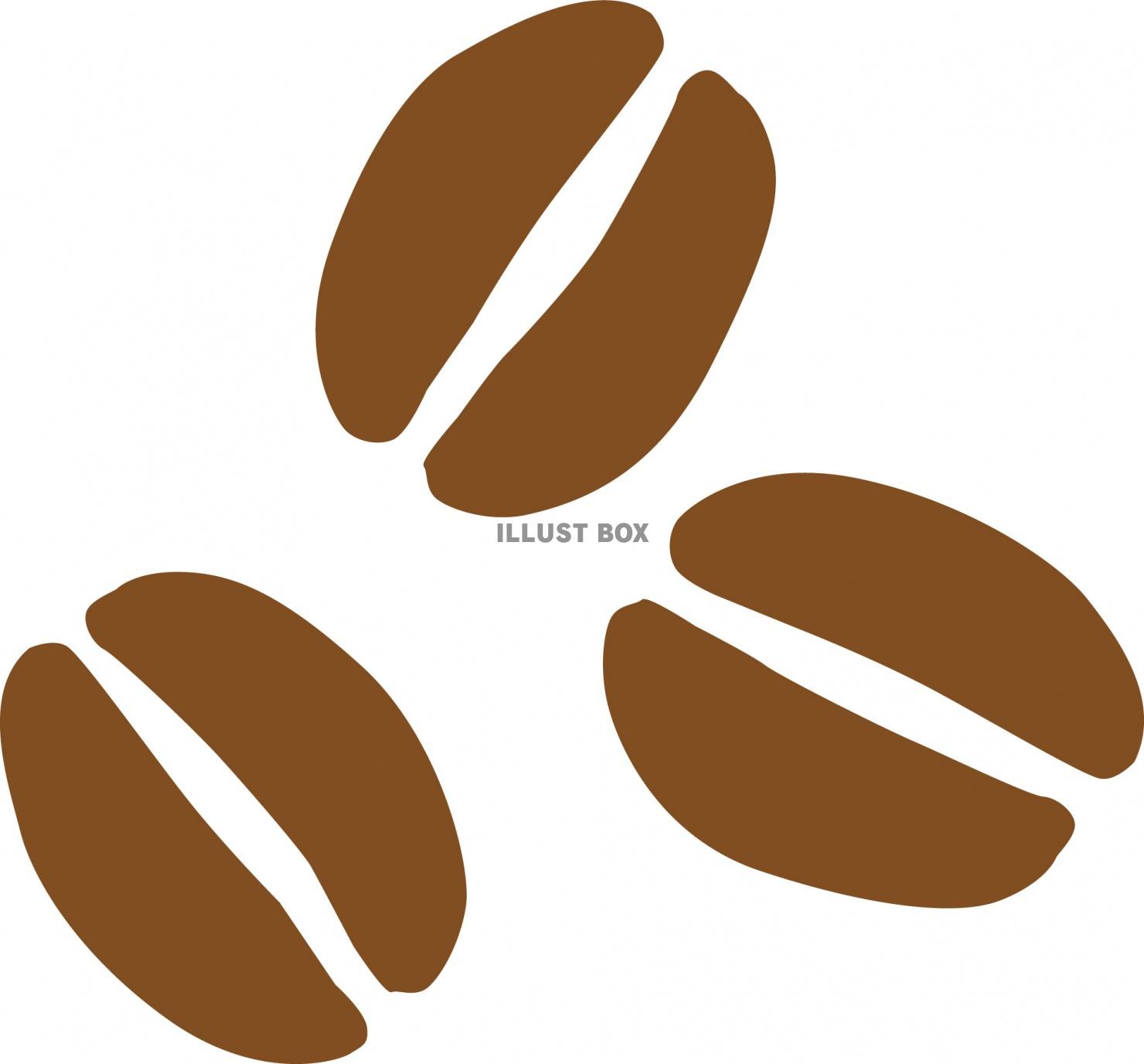 コーヒー豆・3個・シンプル・シルエット